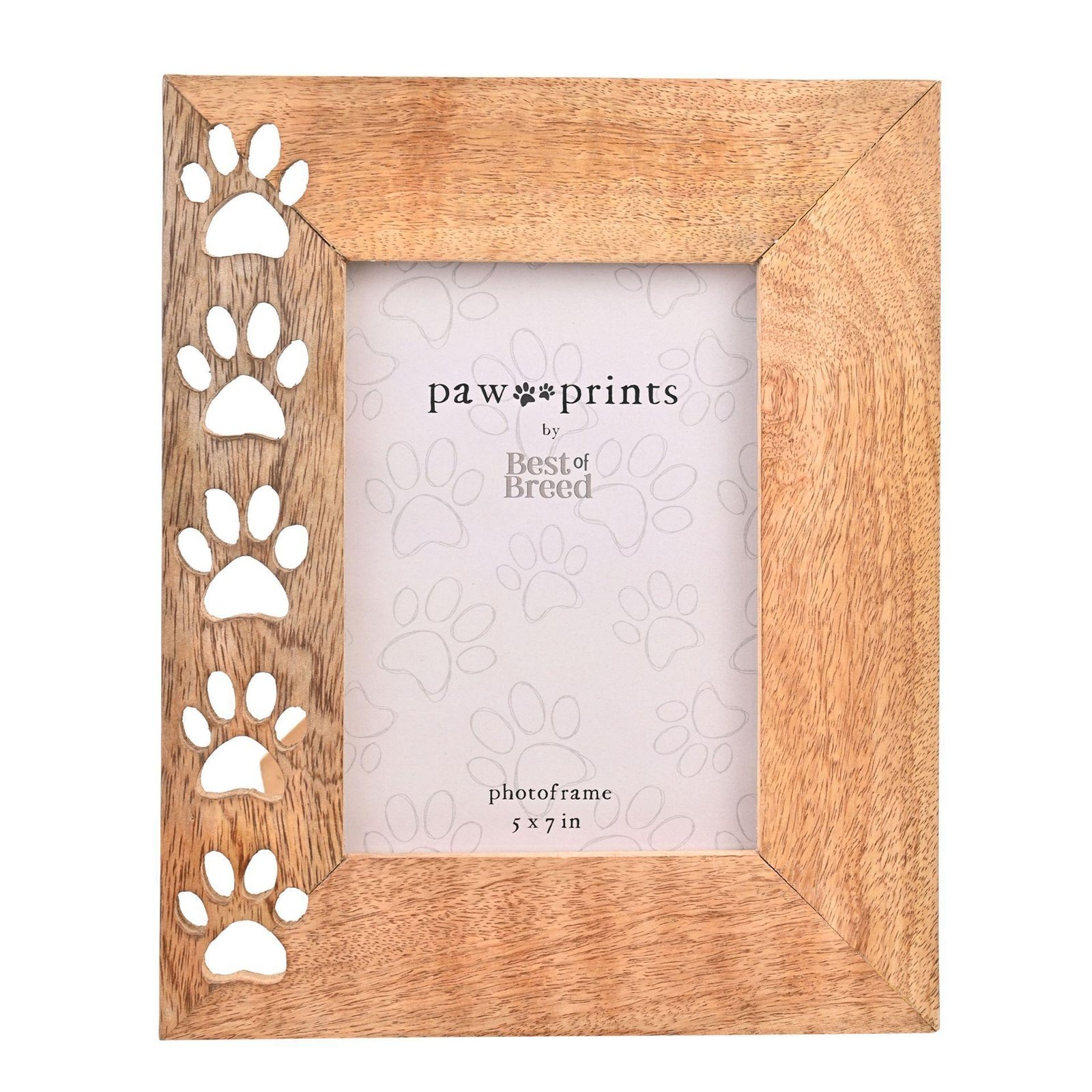 Paw Prints Mango Wood Pet Photo Frame 5" x 7"