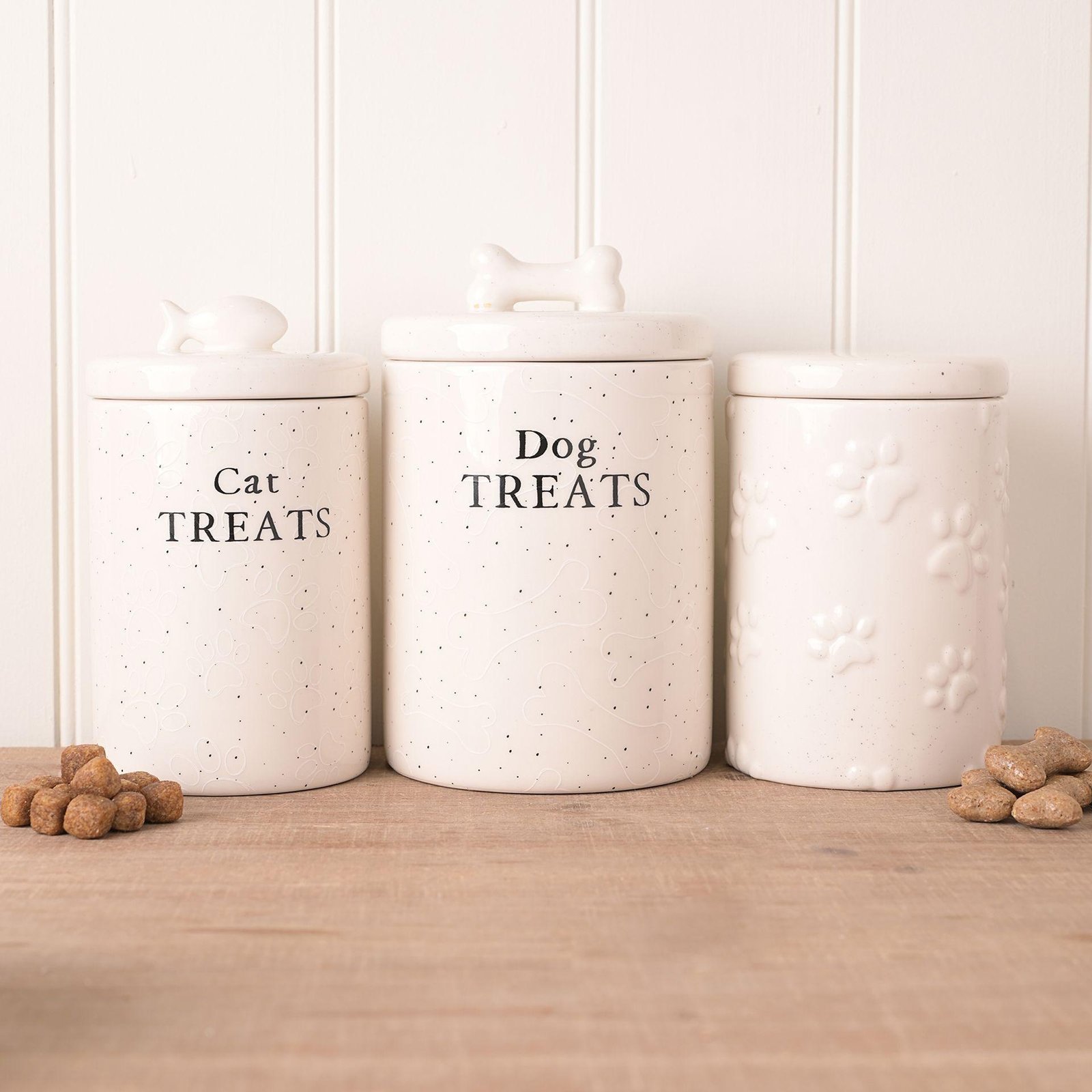 Paw Prints White Ceramic Dog Treat Storage Jar Paw Prints White Ceramic Dog Treat Storage Jar