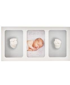 White Triple Photo Frame & Clay Baby Print Casting Kit