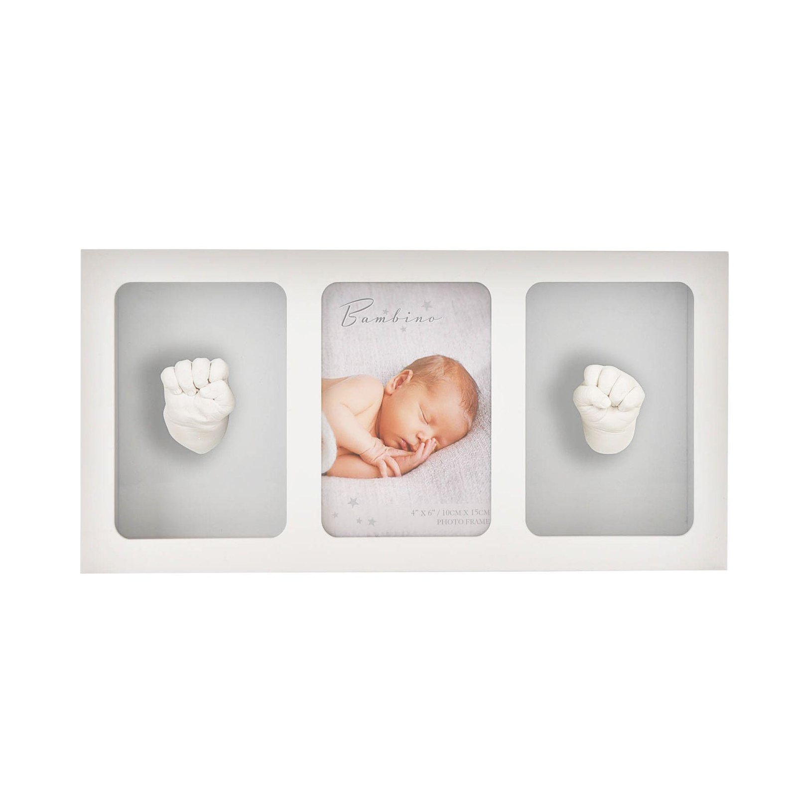 White Triple Photo Frame & Clay Baby Print Casting Kit