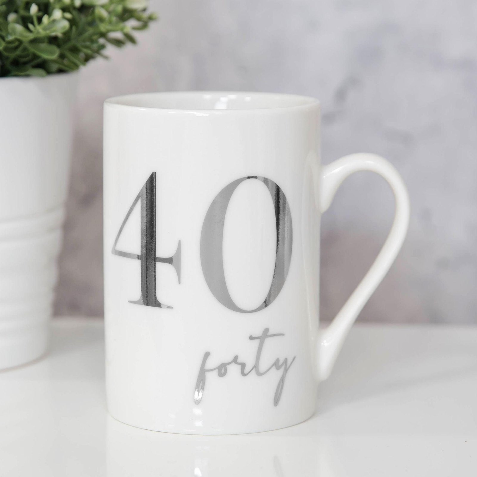 White Porcelain 40th Milestone Birthday Mug