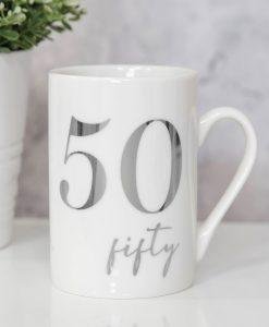 White Porcelain 50th Milestone Birthday Mug