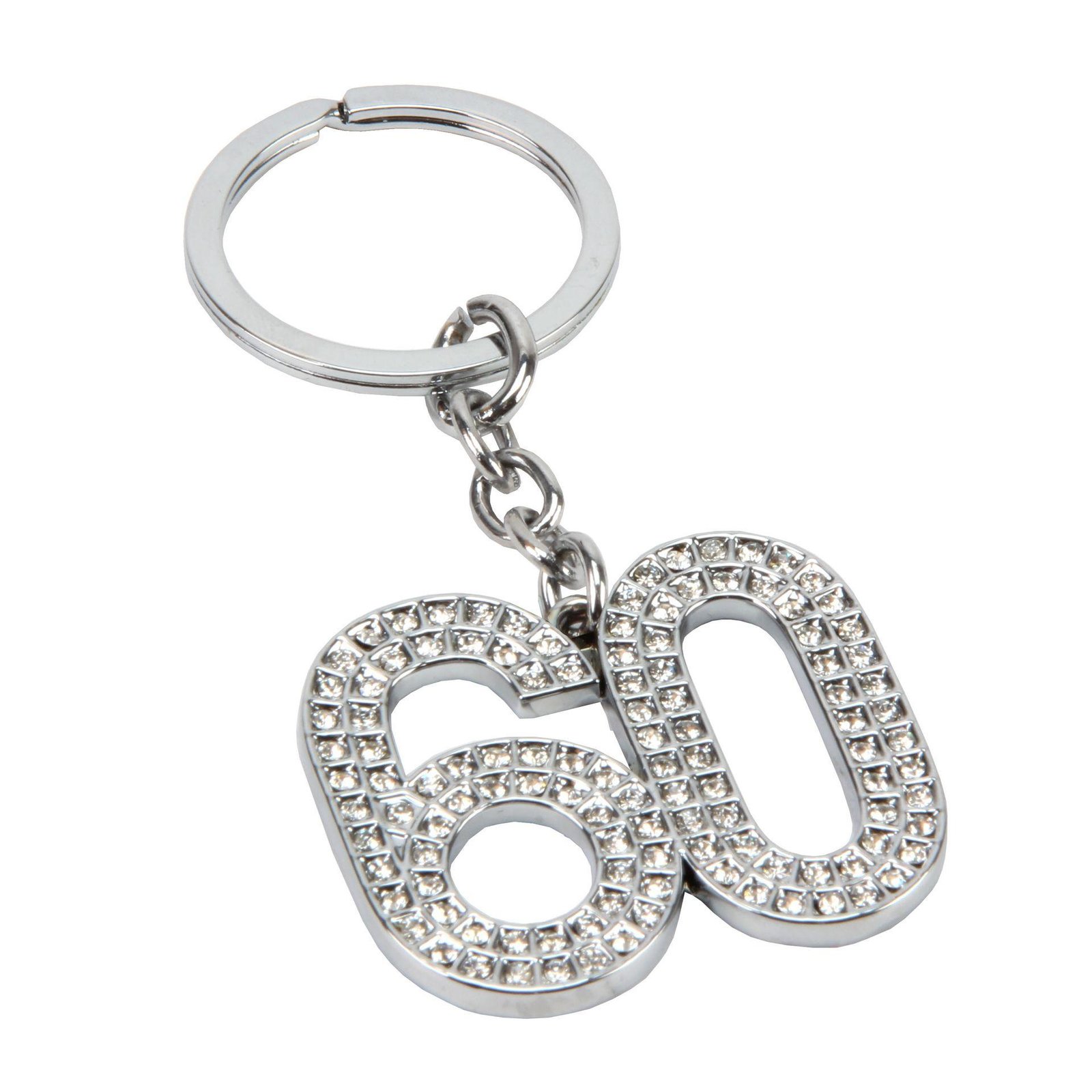 Silverplated 60th Birthday Crystal Keyring in Giftbox Silverplated 60th Birthday Crystal Keyring in Giftbox
