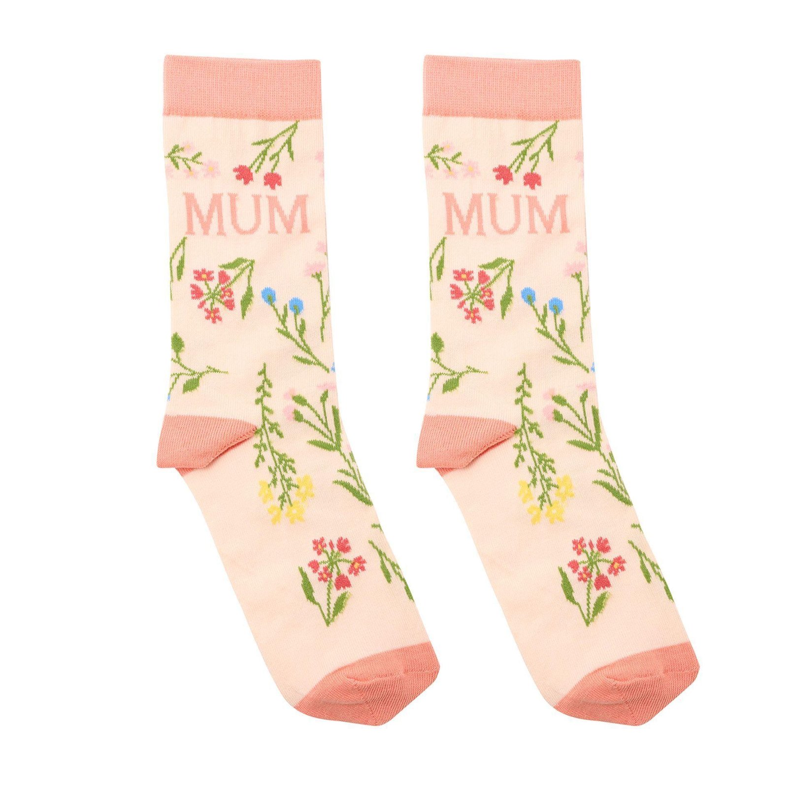 Peach 'Mum' Cottage Garden Ladies Cotton Socks Mothers Day Gift