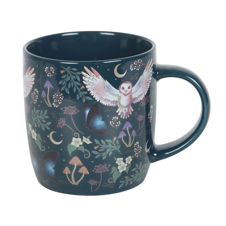 Mystical Night Owl Mug – Enchanting Blue Ceramic Cup