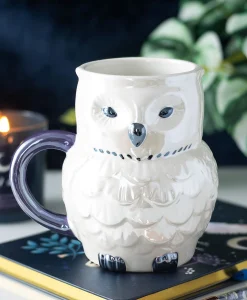 Iridescent White Owl-Shaped Mug – Enchanting Ceramic Cup